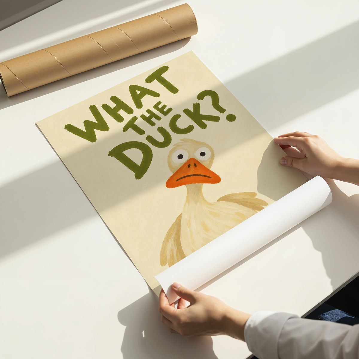 What The Duck? Funny Duck Wall Art Print – Quirky Animal Poster