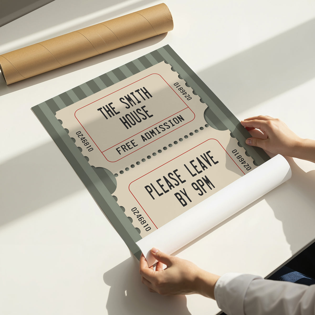 Personalised Funny House Print – Vintage Cinema Ticket Welcome Wall Art