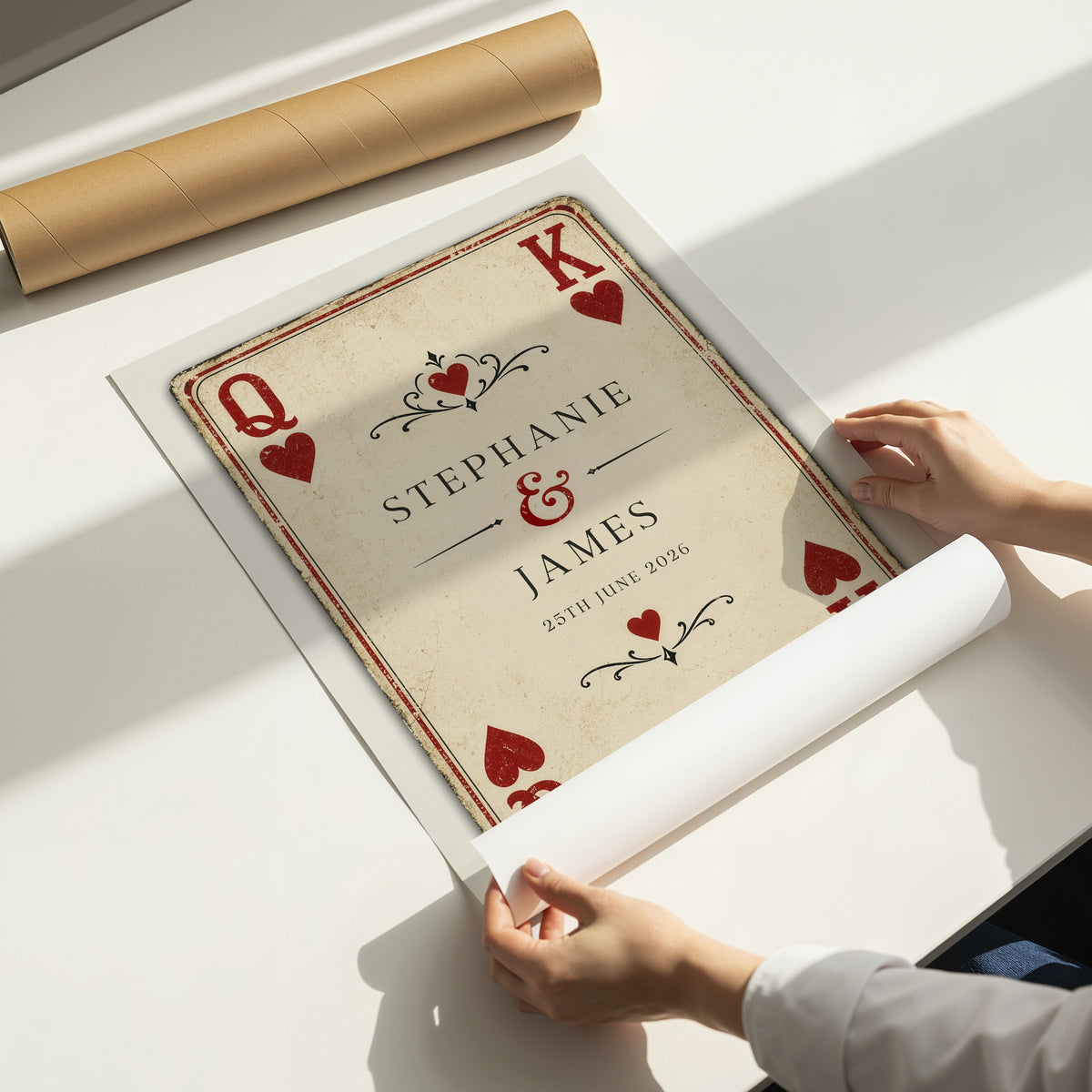 Personalised King & Queen of Hearts Print – Wedding & Anniversary Wall Art