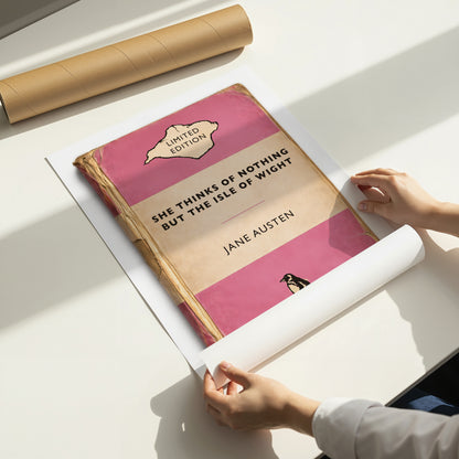 Vintage Book Cover Print - Isle of Wight - Jane Austen Quote