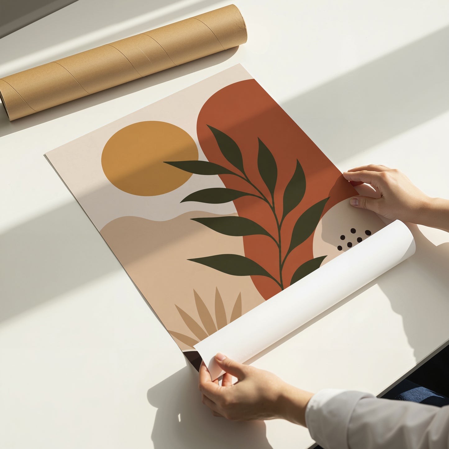Abstract Botanical Print Mid Century Modern Wall Art Minimalist Leaf Poster Boho Neutral Decor Contemporary Art A4 A3 A2 A1 Unframed