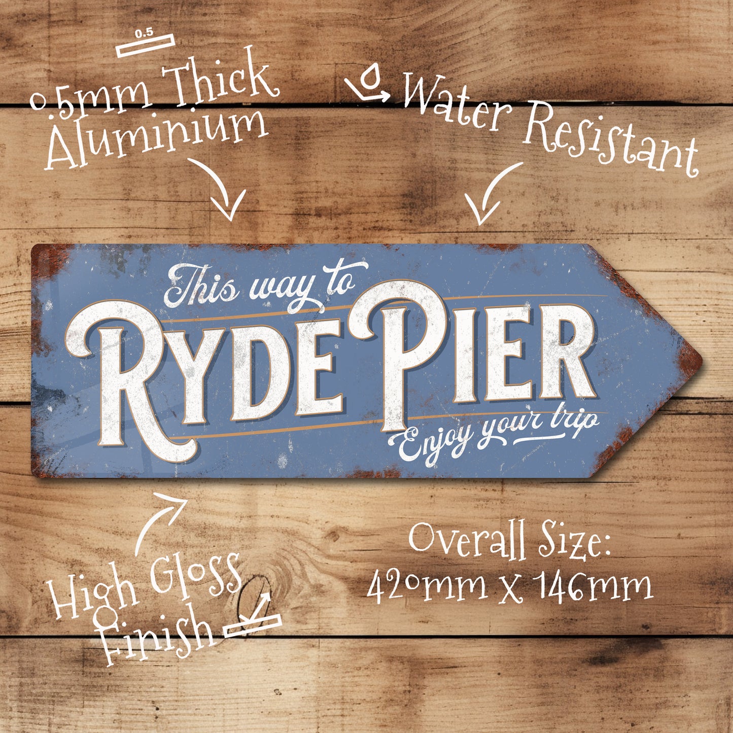 This Way to Ryde Pier Metal Vintage Style Sign | Isle of Wight Gift