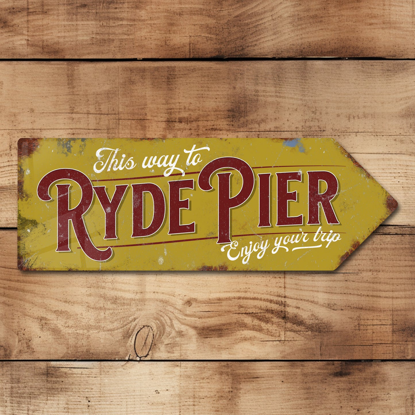 This Way to Ryde Pier Metal Vintage Style Sign | Isle of Wight Gift