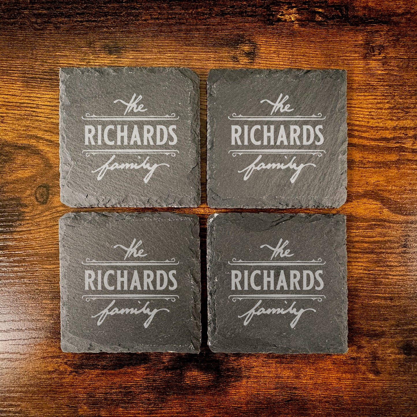 Personalised New Home Family Name Slate Coaster SC03