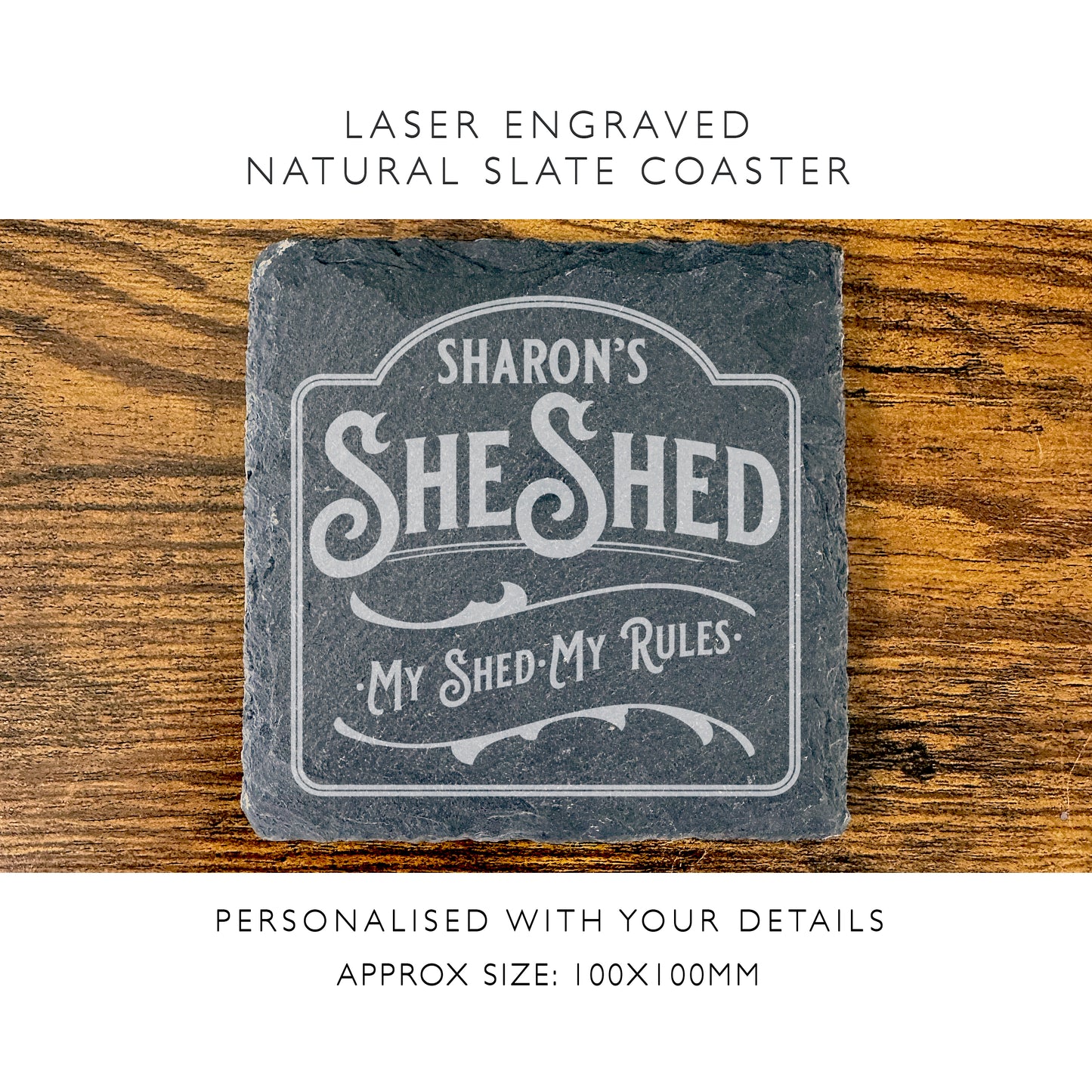 Personalised She Shed Slate Coaster Home Decor Gift Vintage Coffee Coaster SC08