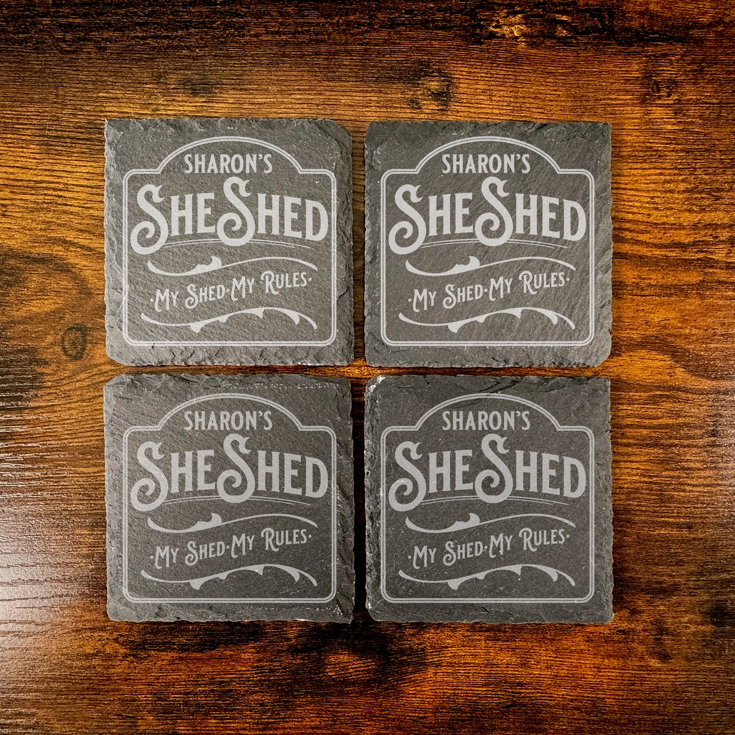 Personalised She Shed Slate Coaster Home Decor Gift Vintage Coffee Coaster SC08