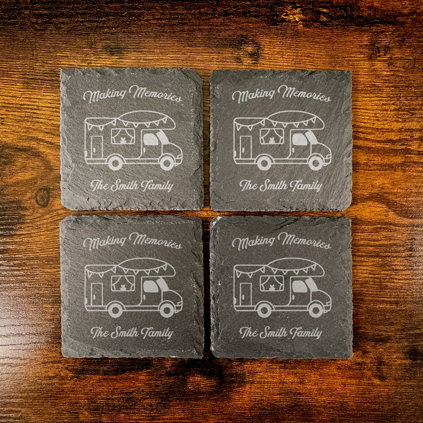 Personalised Camping Motorhome Coasters Slate Coaster Set Making Memories SC13