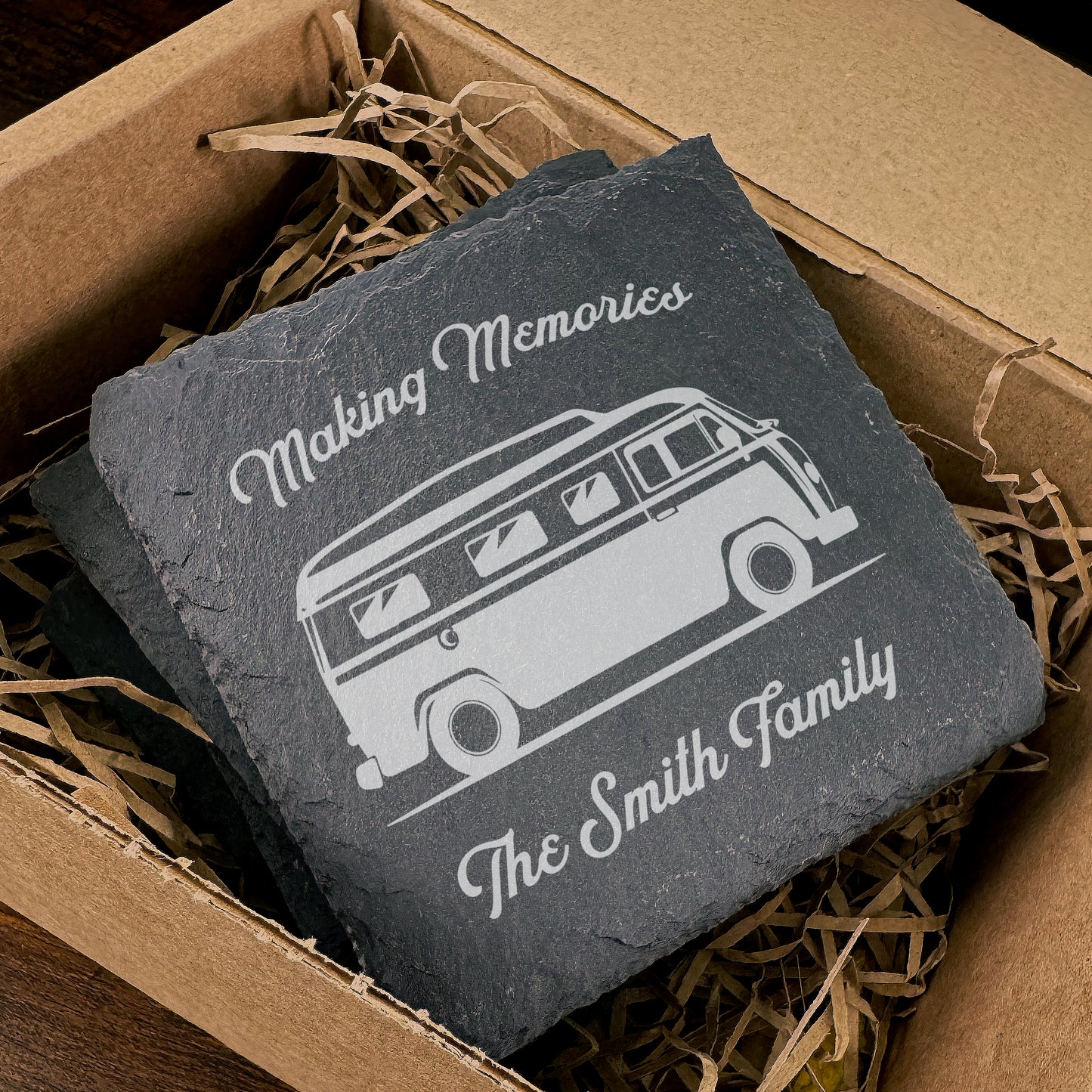 Personalised Campervan Coasters Slate Coaster Set Making Memories SC14