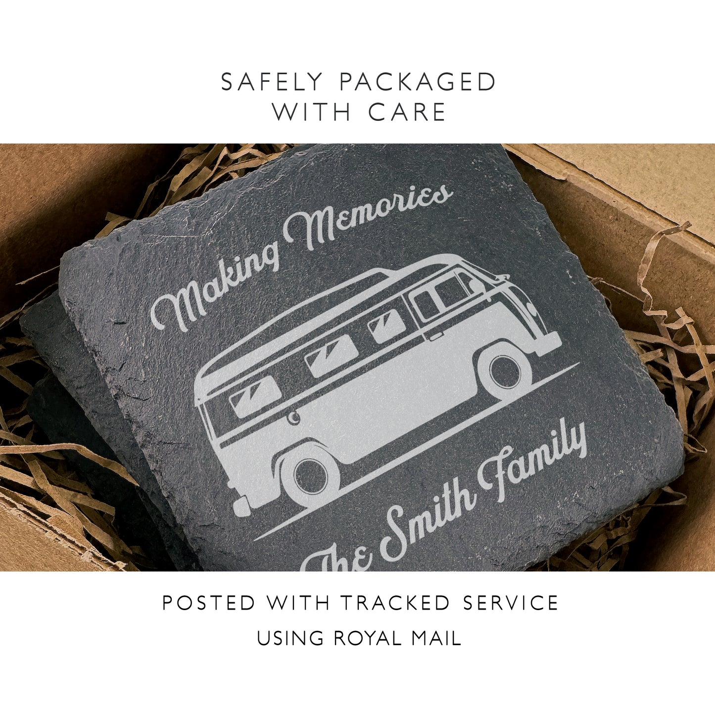 Personalised Campervan Coasters Slate Coaster Set Making Memories SC14