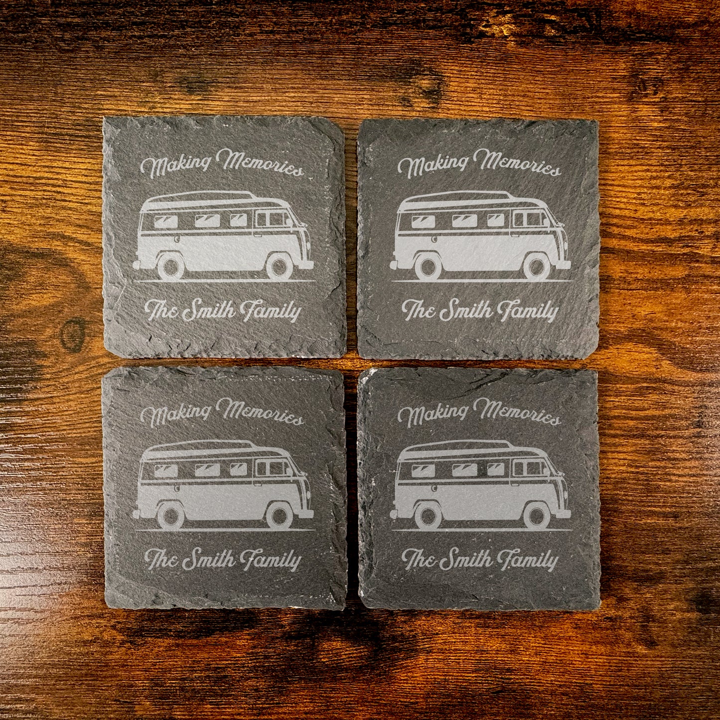 Personalised Campervan Coasters Slate Coaster Set Making Memories SC14