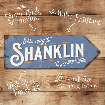 This Way to Shanklin Metal Vintage Style Sign | Isle of Wight Gift