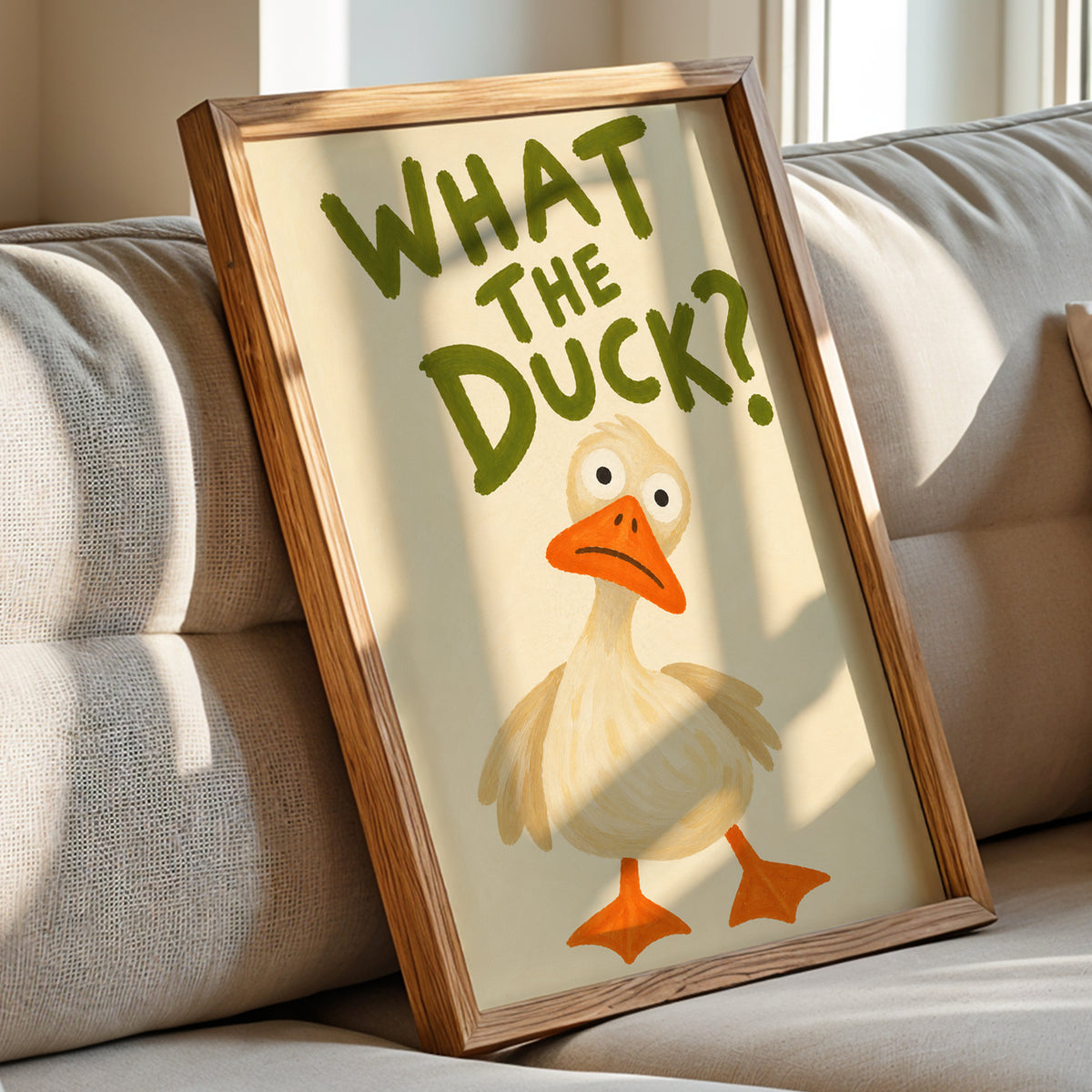 What The Duck? Funny Duck Wall Art Print – Quirky Animal Poster