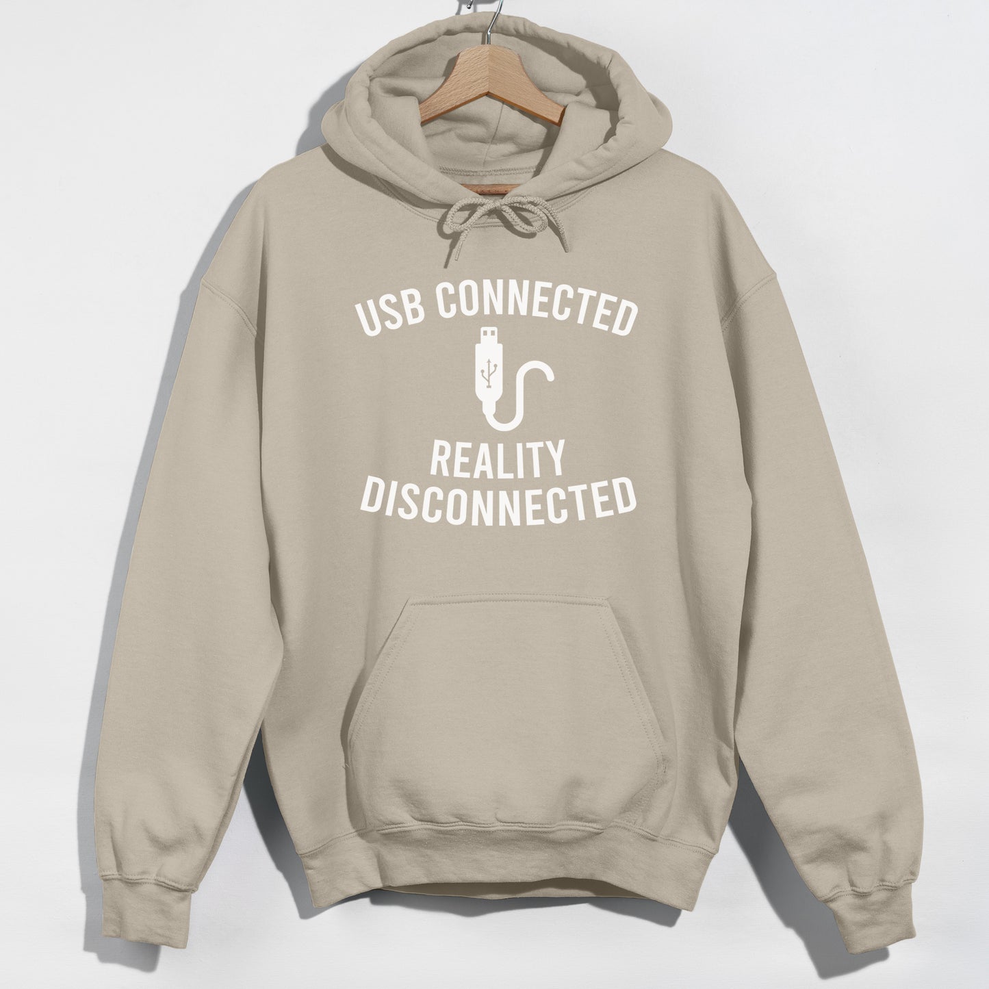 Online Gamer Hoodie, USB Connected, Reality Disconnected - Funny Slogan Graphic Hoodie
