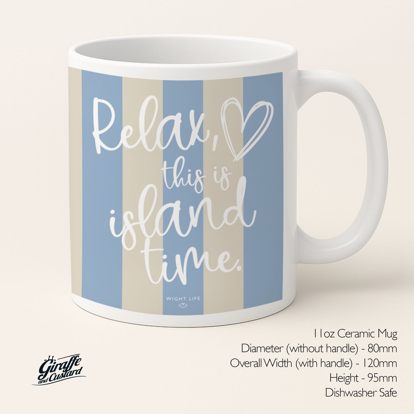 Wight Life® - Island Time - Blue and Cream - Ceramic Coffee Mug 11oz