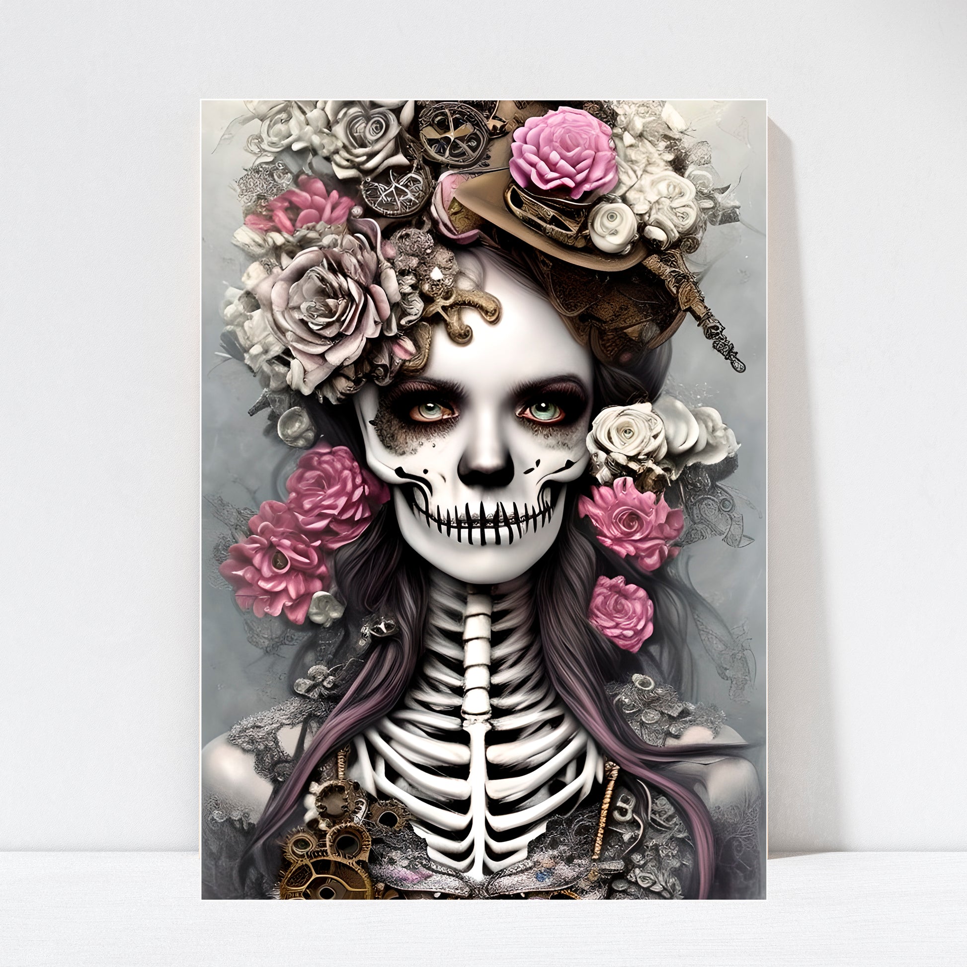 Skeleton Woman Steam Punk Grunge Punk Wall Art Poster Print unframed