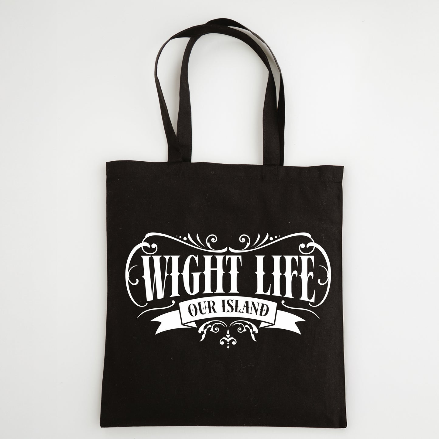 Wight Life Tote Bag - Black or Natural Isle of Wight Shopping Bag - Tattoo Crest