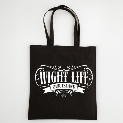 Wight Life Tote Bag - Black or Natural Isle of Wight Shopping Bag - Tattoo Crest