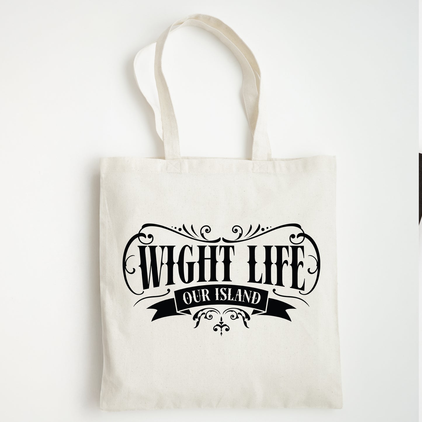 Wight Life Tote Bag - Black or Natural Isle of Wight Shopping Bag - Tattoo Crest