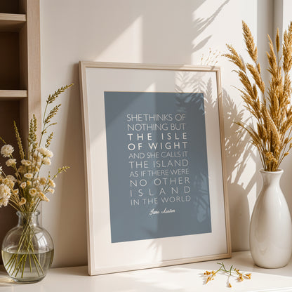 Jane Austen Isle of Wight Quote Print, Island Wall Art, Literary Poster, Isle of Wight Gift, Minimalist Typography Print A4 A3 A2 A1