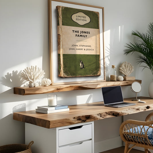 Personalised Family Vintage Paperback Book Cover Style Print - Add your Surname and names