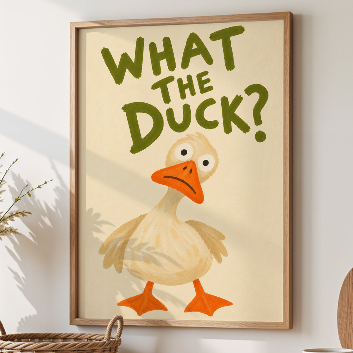 What The Duck? Funny Duck Wall Art Print – Quirky Animal Poster