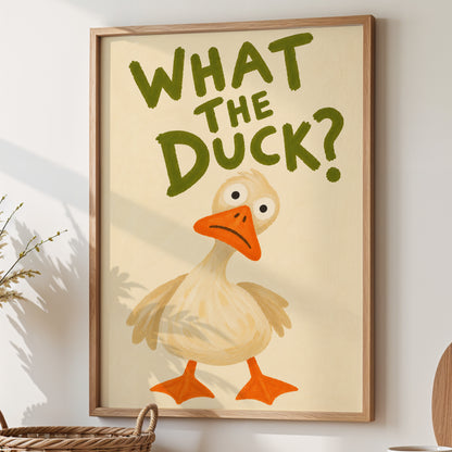 What The Duck? Funny Duck Wall Art Print – Quirky Animal Poster