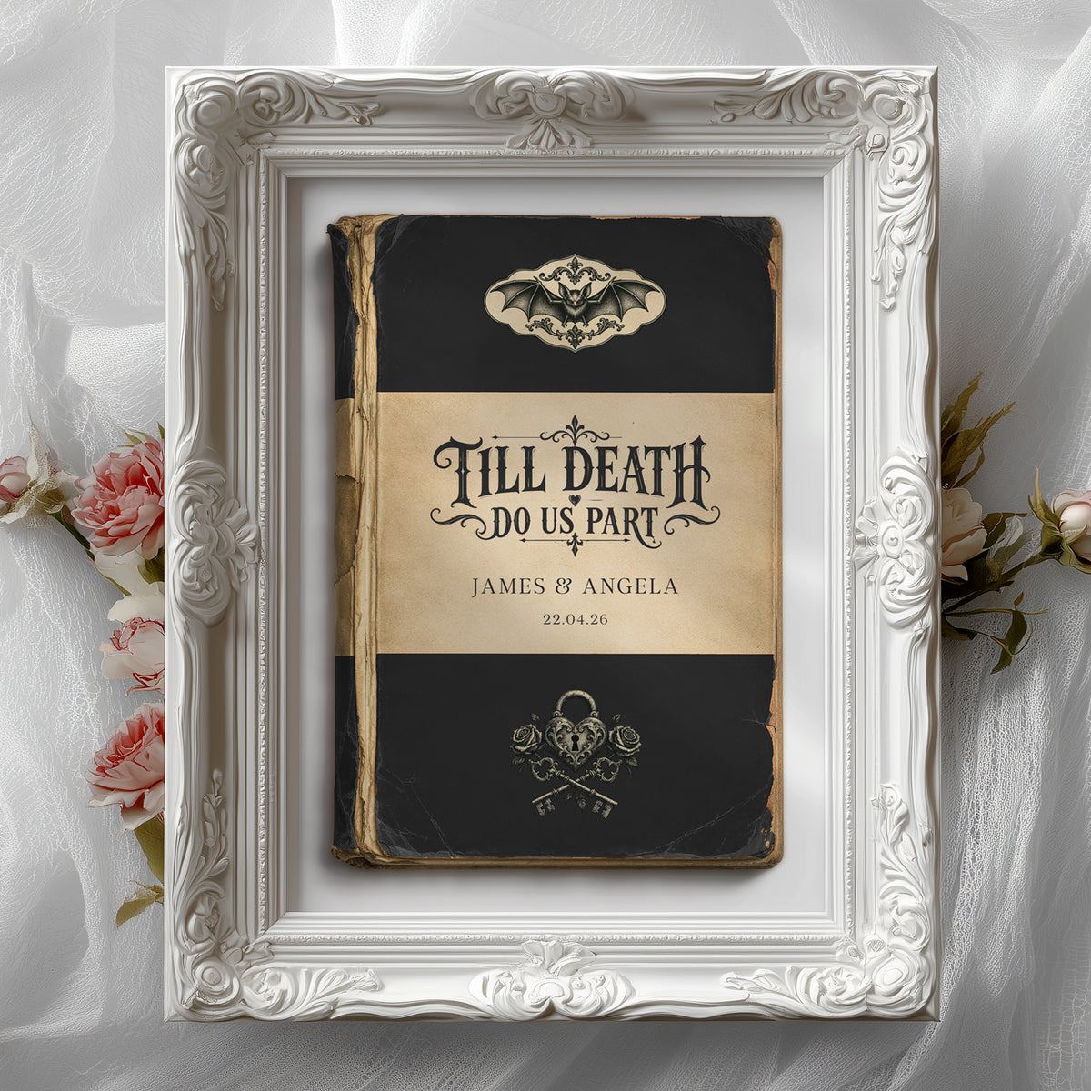 Personalised Gothic Wedding Print – Till Death Do Us Part Vintage Book Wall Art