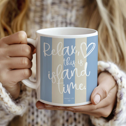 Wight Life® - Island Time - Blue and Cream - Ceramic Coffee Mug 11oz