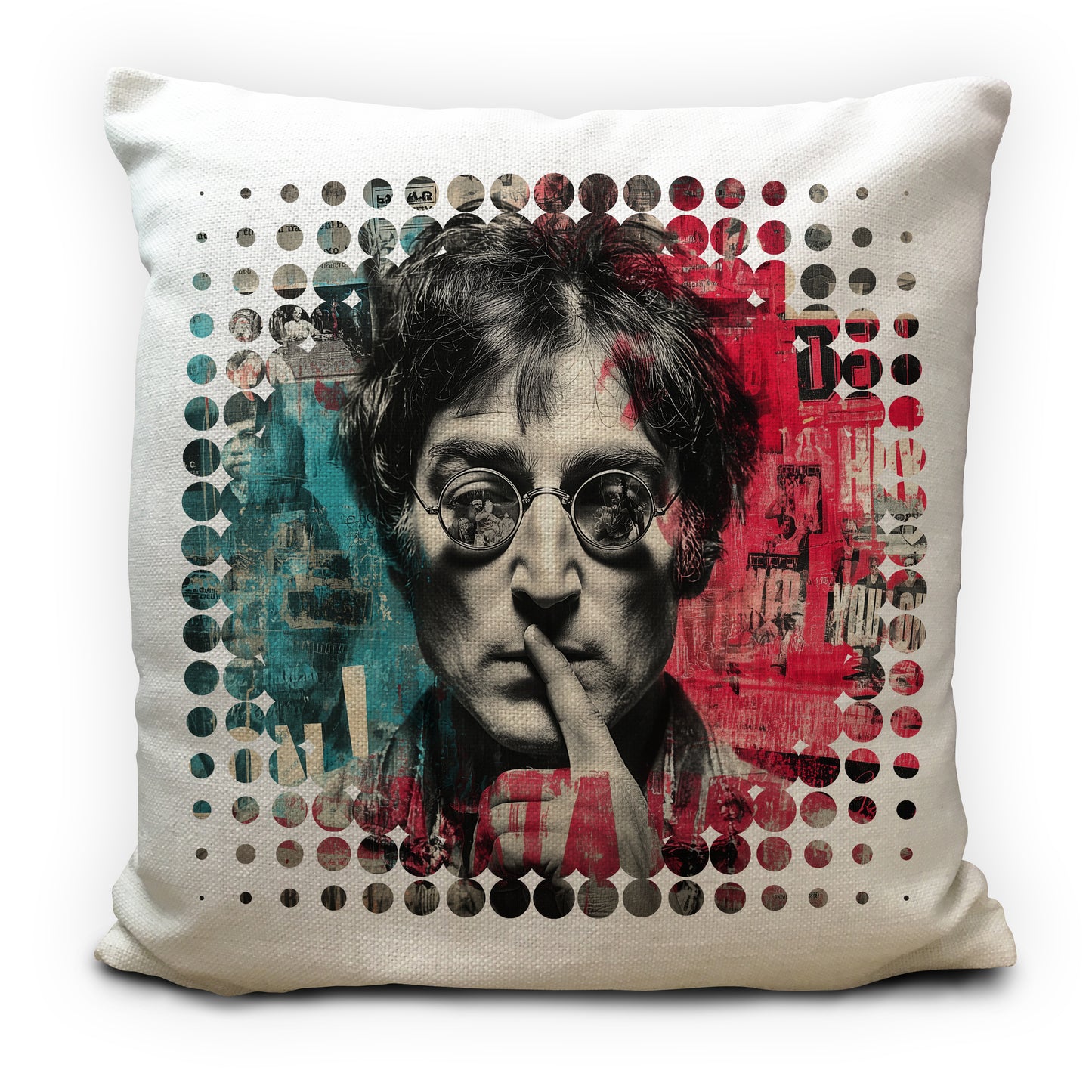 Punk John Lennon Cushion Cover, Graffiti Portrait Pillow, Abstract Music Legend Art, Rock Icon Home Decor Gift