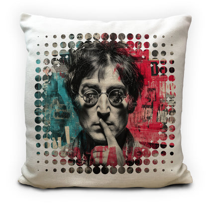 Punk John Lennon Cushion Cover, Graffiti Portrait Pillow, Abstract Music Legend Art, Rock Icon Home Decor Gift