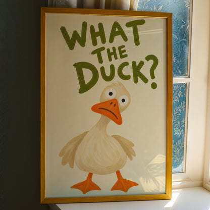 What The Duck? Funny Duck Wall Art Print – Quirky Animal Poster