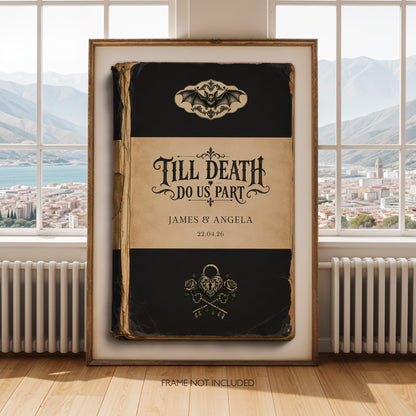 Personalised Gothic Wedding Print – Till Death Do Us Part Vintage Book Wall Art