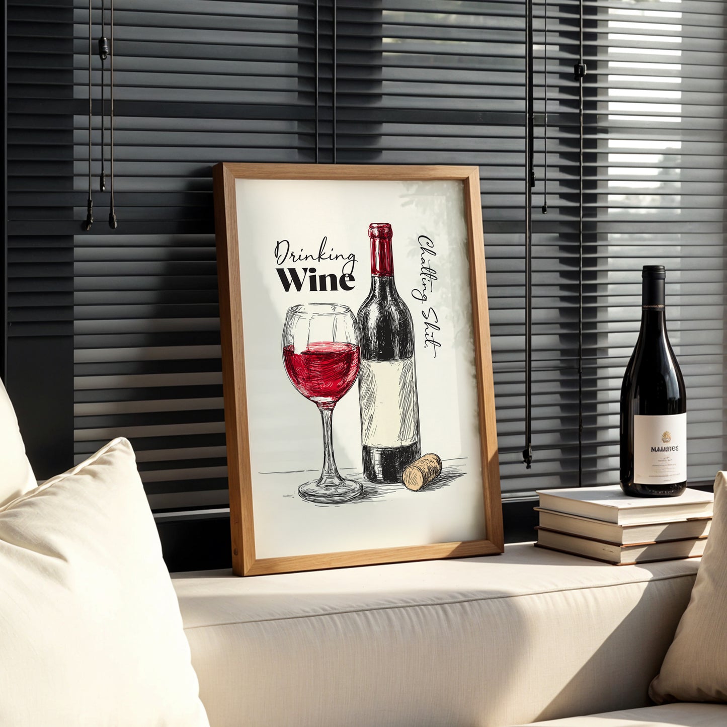 Funny Wine Quote Print Kitchen Wall Art Drinking Wine Talking Shit Poster Wine Lover Gift Rustic Bar Decor