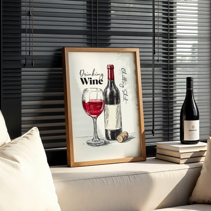 Funny Wine Quote Print Kitchen Wall Art Drinking Wine Talking Shit Poster Wine Lover Gift Rustic Bar Decor