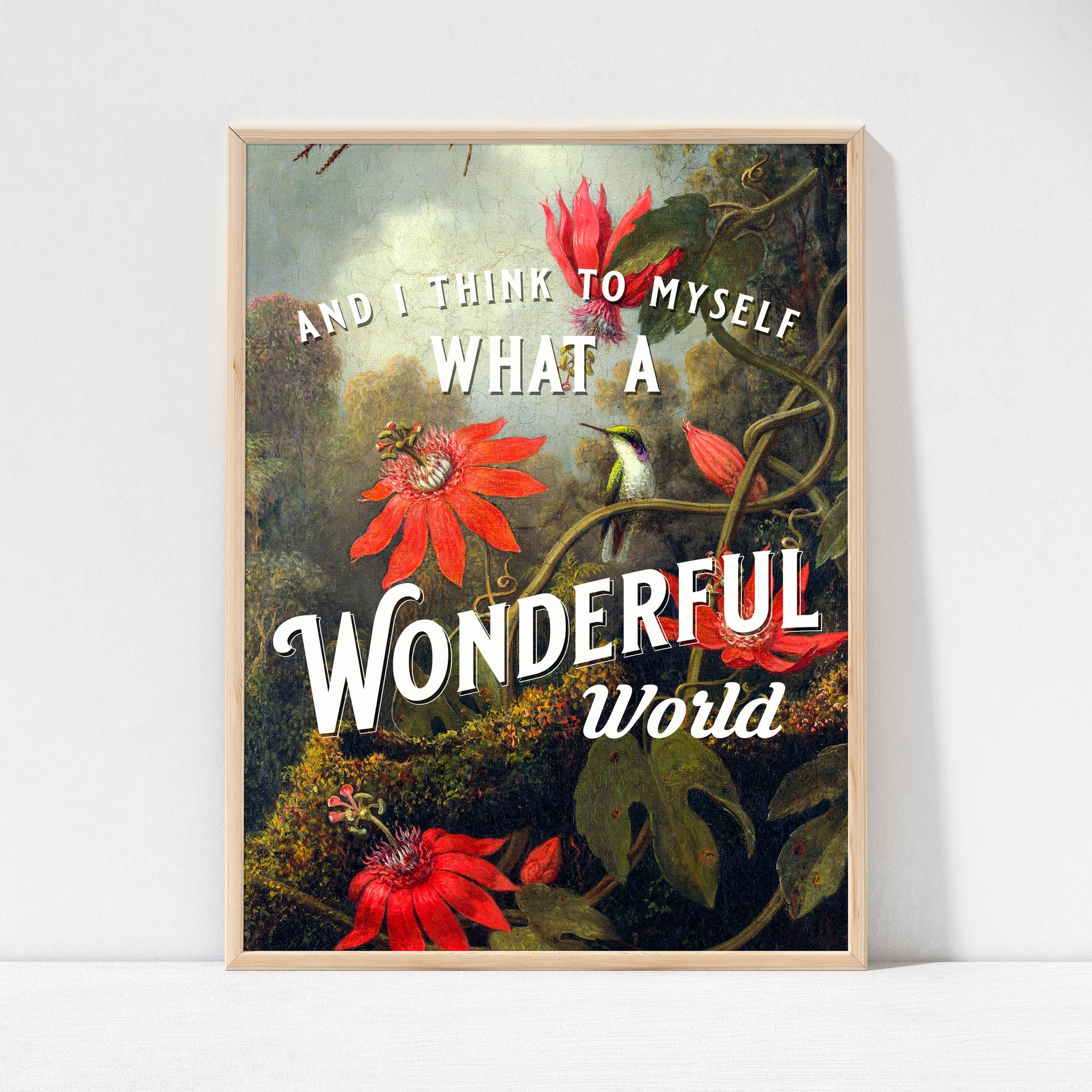 Vintage Style Wonderful World Positivity Art Print Poster