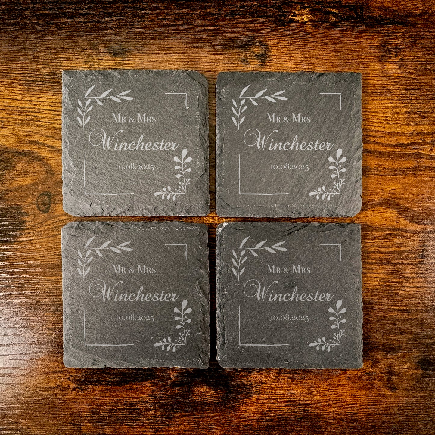 Personalised Engraved Wedding Coaster Slate Wedding Favour Gift WC03