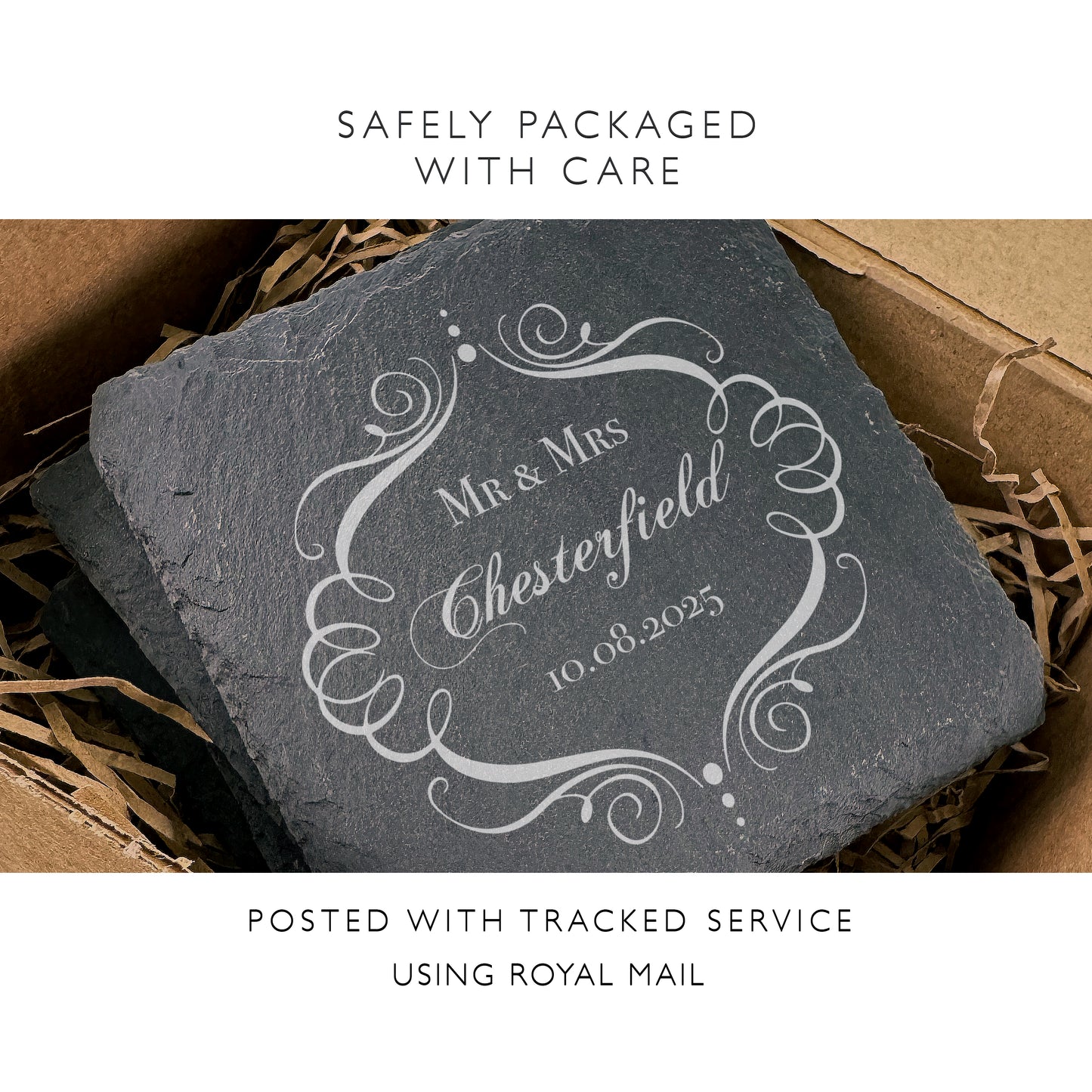 Personalised Wedding Coaster Vintage Slate Wedding Favour Gift WC05