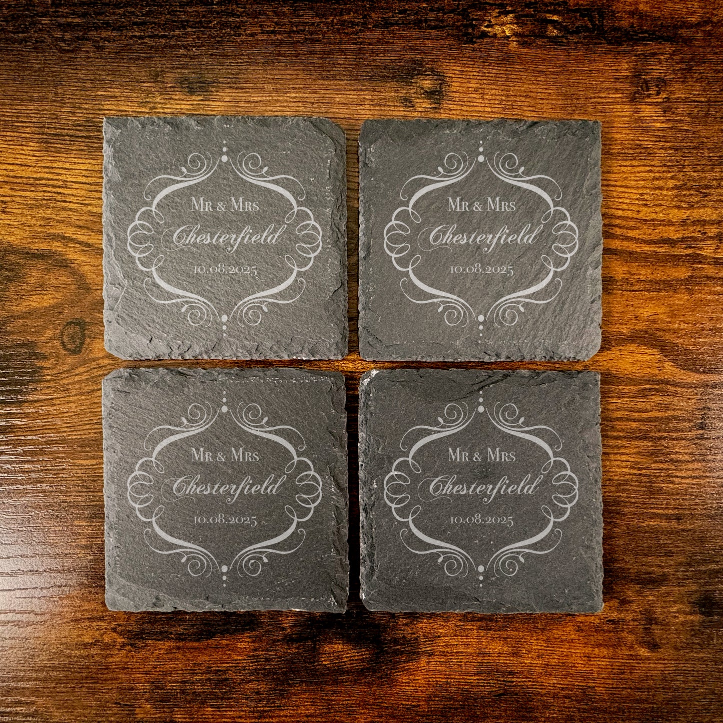 Personalised Wedding Coaster Vintage Slate Wedding Favour Gift WC05