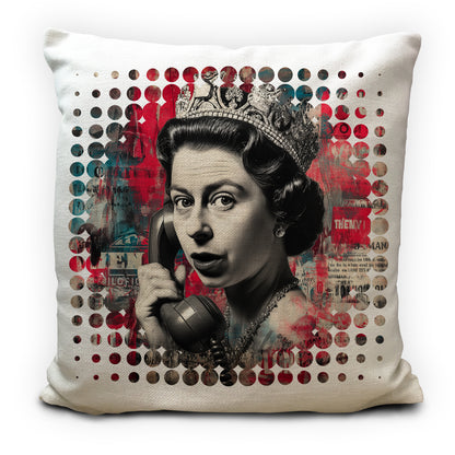Punk Queen Cushion Cover, Graffiti Elizabeth II Pillow, Abstract Royal Pop Art, Punk Rock Home Decor Gift