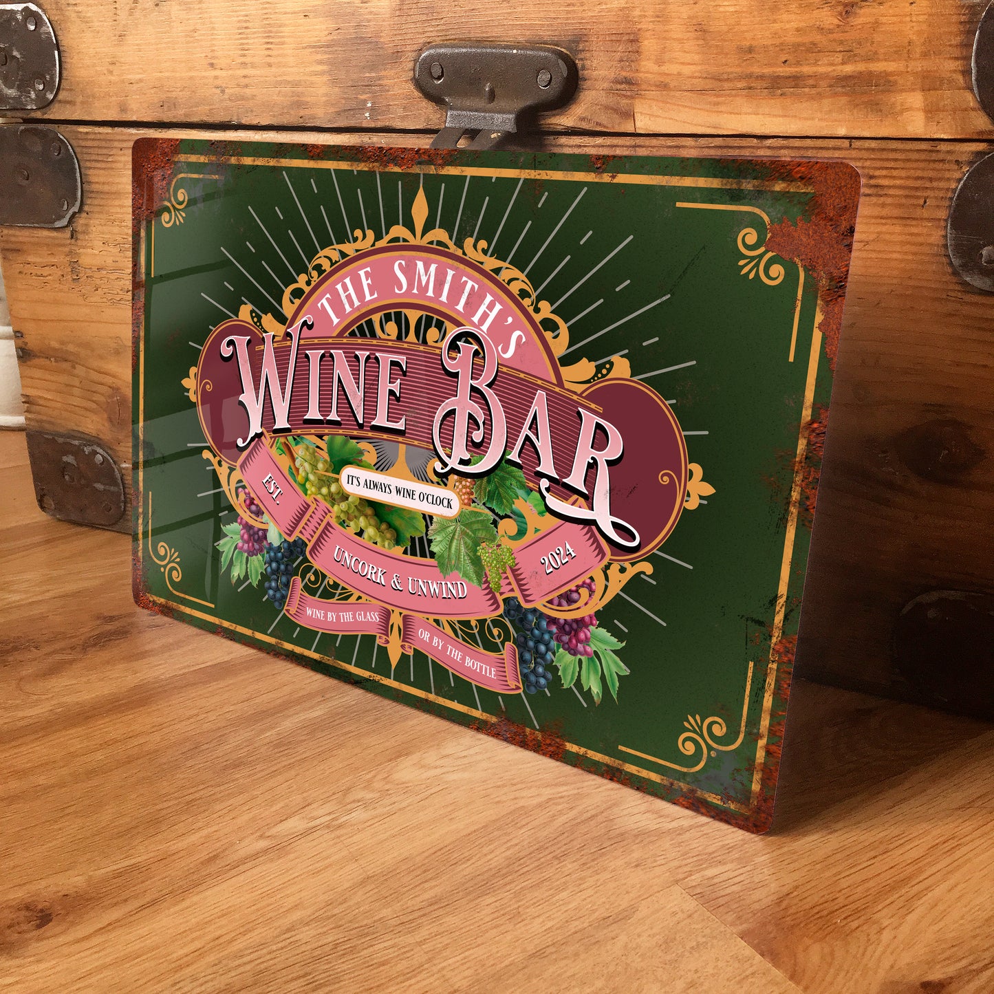 Personalised Vintage Wine Bar Sign Wine Drinkers Gift