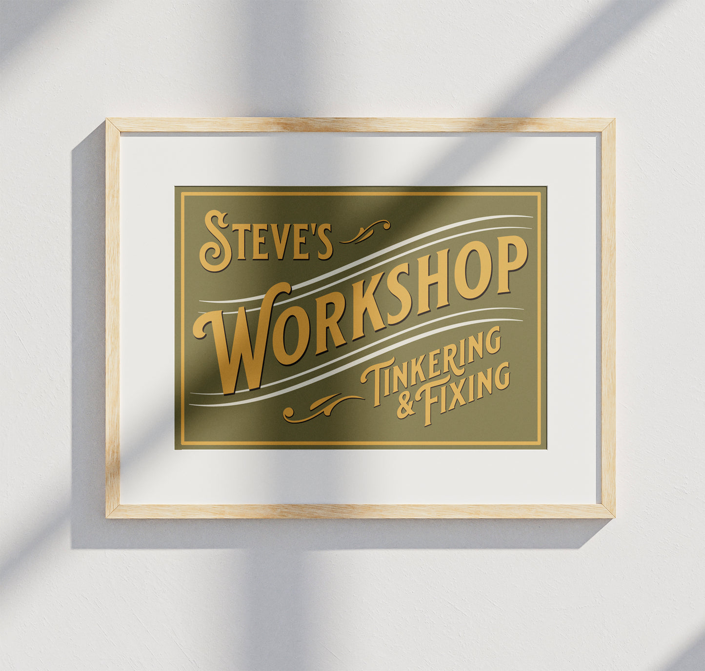 Personalised Vintage Workshop Garage Sign Art Print Framed