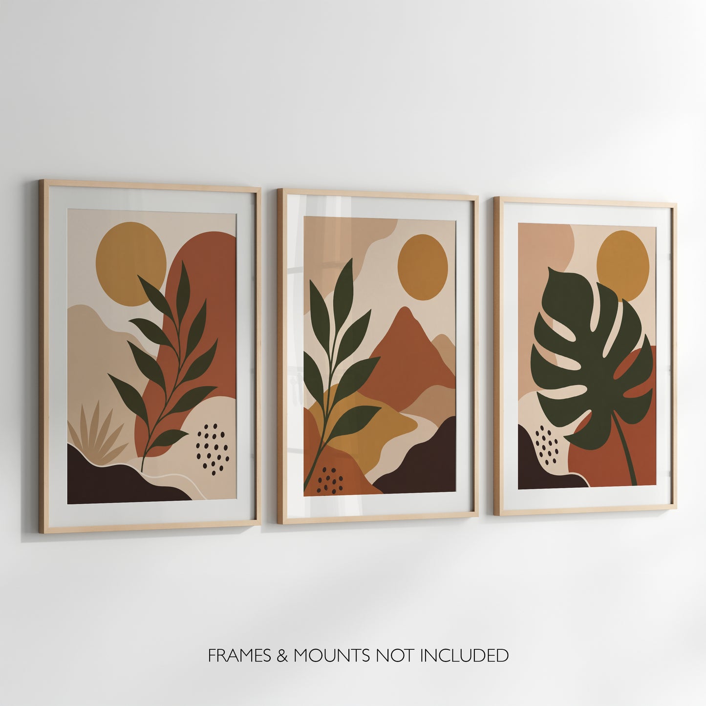 Set of 3 Abstract Botanical Prints Mid Century Modern Wall Art Boho Neutral Gallery Set Minimalist Leaf Posters A4 A3 A2 A1