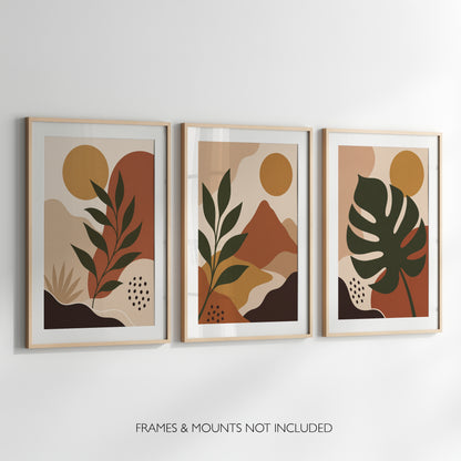 Set of 3 Abstract Botanical Prints Mid Century Modern Wall Art Boho Neutral Gallery Set Minimalist Leaf Posters A4 A3 A2 A1