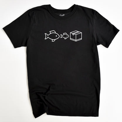 Big Fish, Little Fish, Cardboard Box T-Shirt - Funny Slogan T-Shirt - 90s Rave Quote