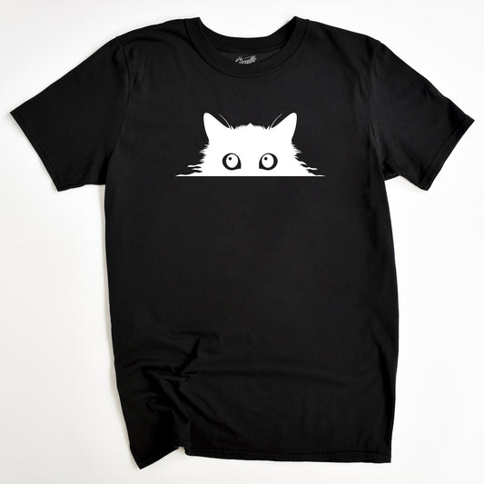 Peeping Cat T-Shirt - Funny Slogan T-Shirt - Cat Lover