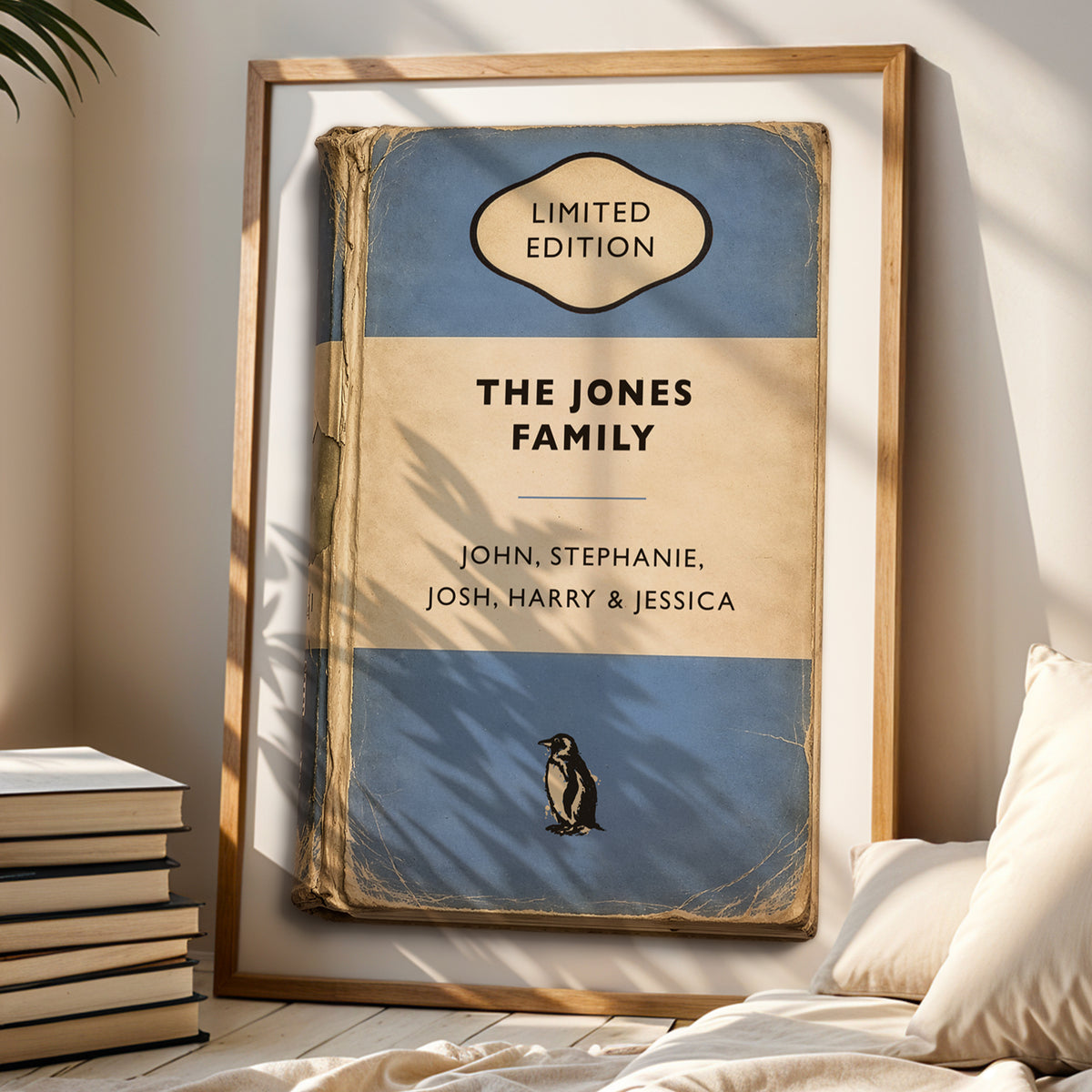 Personalised Family Vintage Paperback Book Cover Style Print - Add your Surname and names