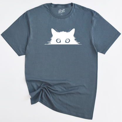 Peeping Cat T-Shirt - Funny Slogan T-Shirt - Cat Lover