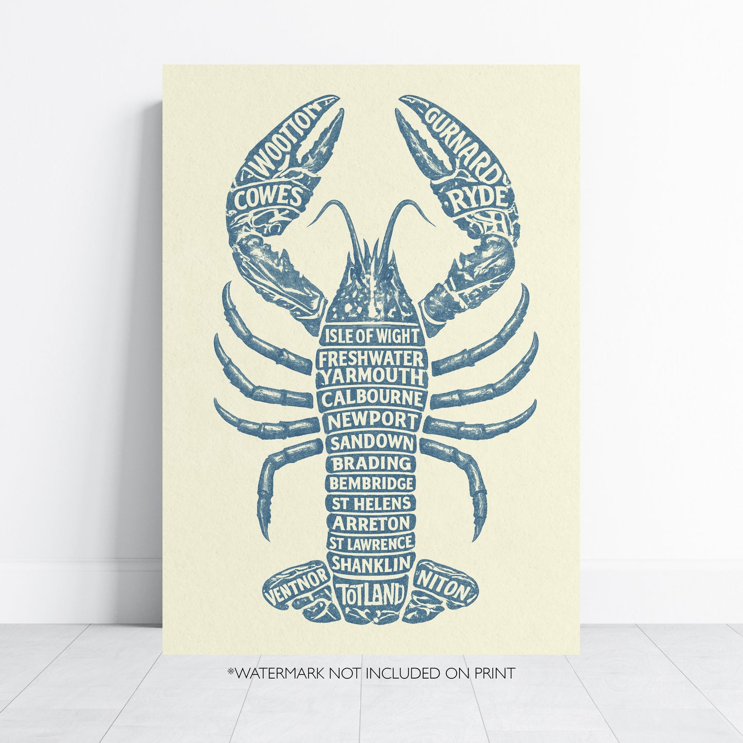 Isle of Wight Lobster Typography Print – Coastal Wall Art Poster