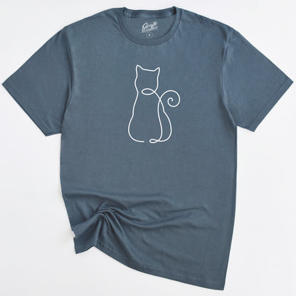 Cat Line Drawing Shape Cat T-Shirt - Funny Slogan T-Shirt - Cat Lover