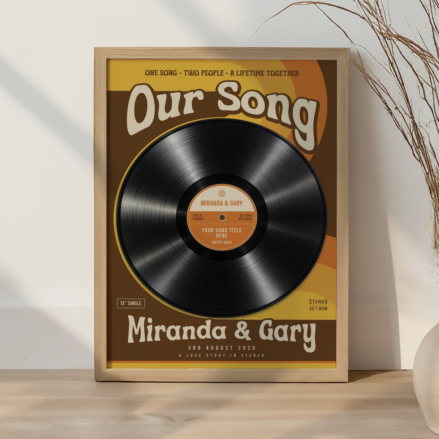 Personalised Wedding Song Vinyl Record Print – First Dance Wall Art